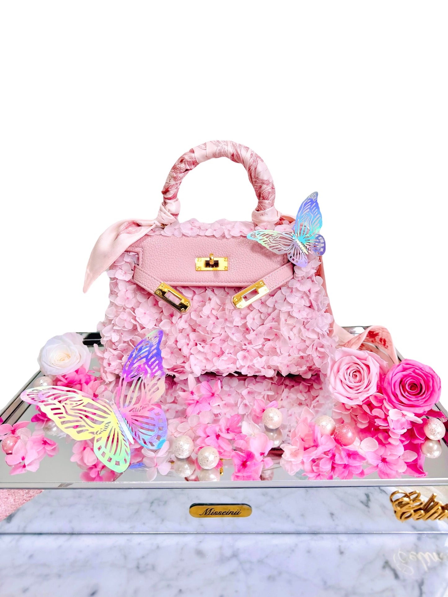 Preserved Flower Handbag (Pink)