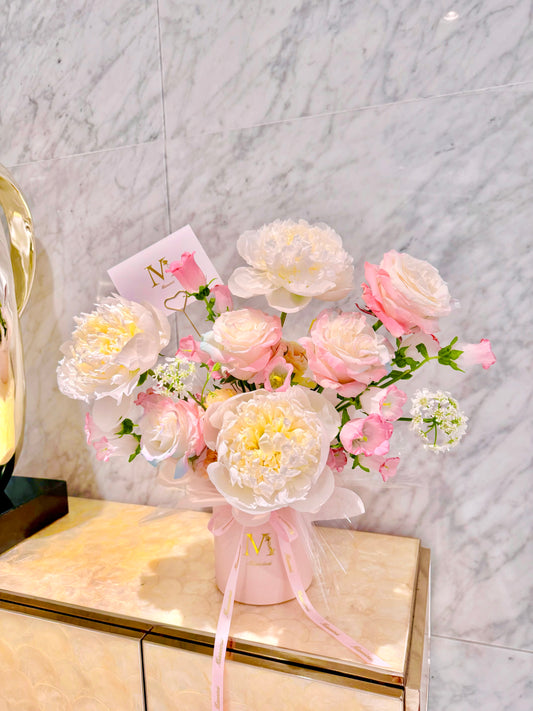 Melusine - White Peonies & Enchanting Pink Ecuadorian Roses