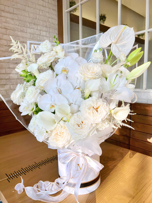 Kelly - Elegant Pure White Calla Lily & Orchid Bouquet