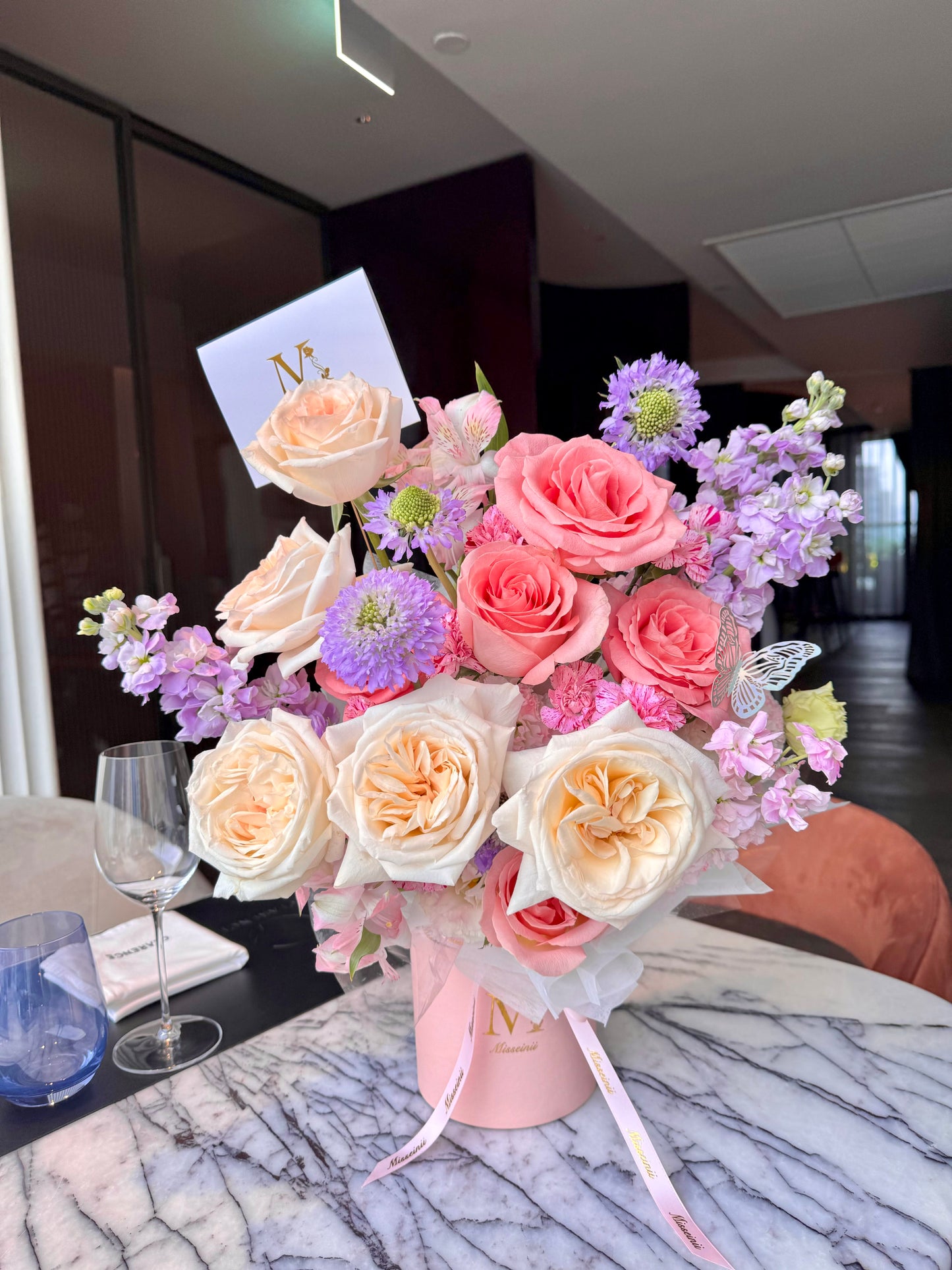 Roxanne - White & Pink Ecuadorian Roses