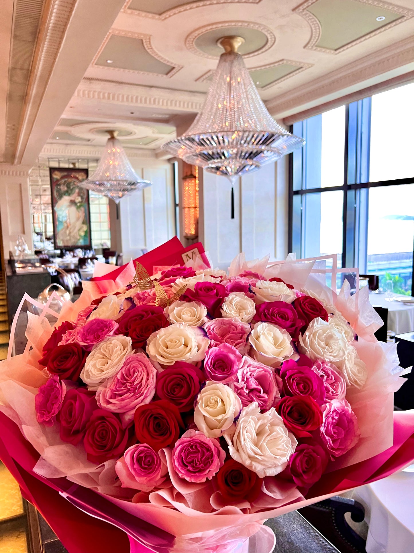 Premium Ecuadorian Roses Bouquet in Red Pink Mix