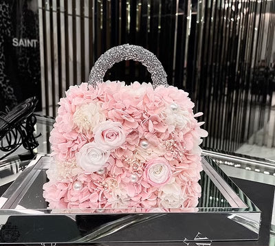 Pink Preserved Flowers Handbag