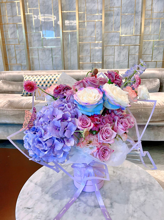 紫色極光仙子🧚‍♀️ - 厄瓜多玫瑰繡球花束