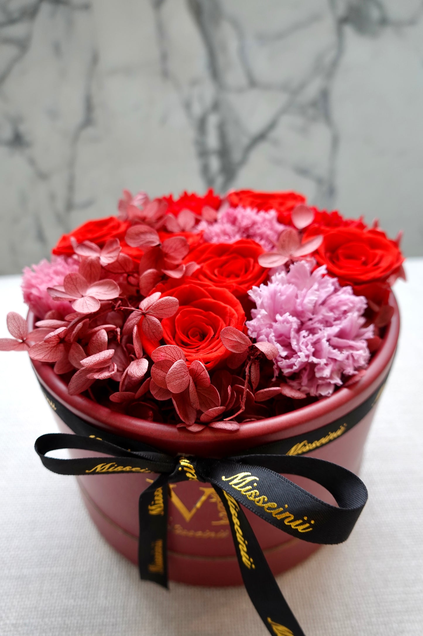 Preserved Rose Flower Box with Balloon - Red