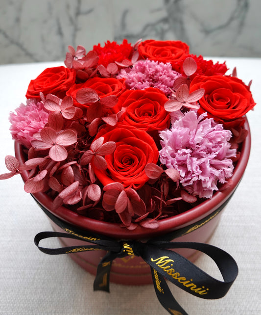 Preserved Rose Flower Box with Balloon - Red