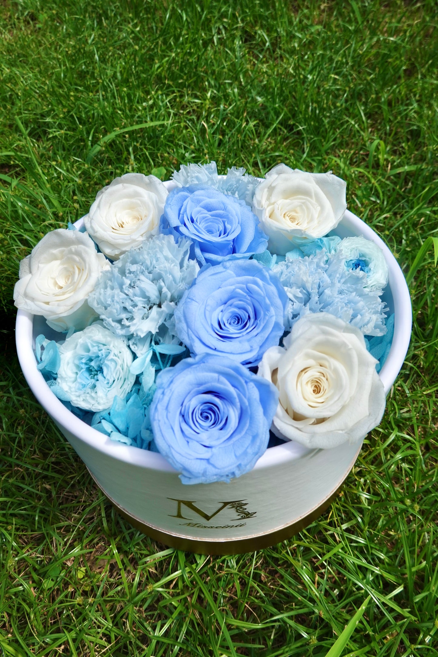 Preserved Rose Flower Box with Balloon - Blue