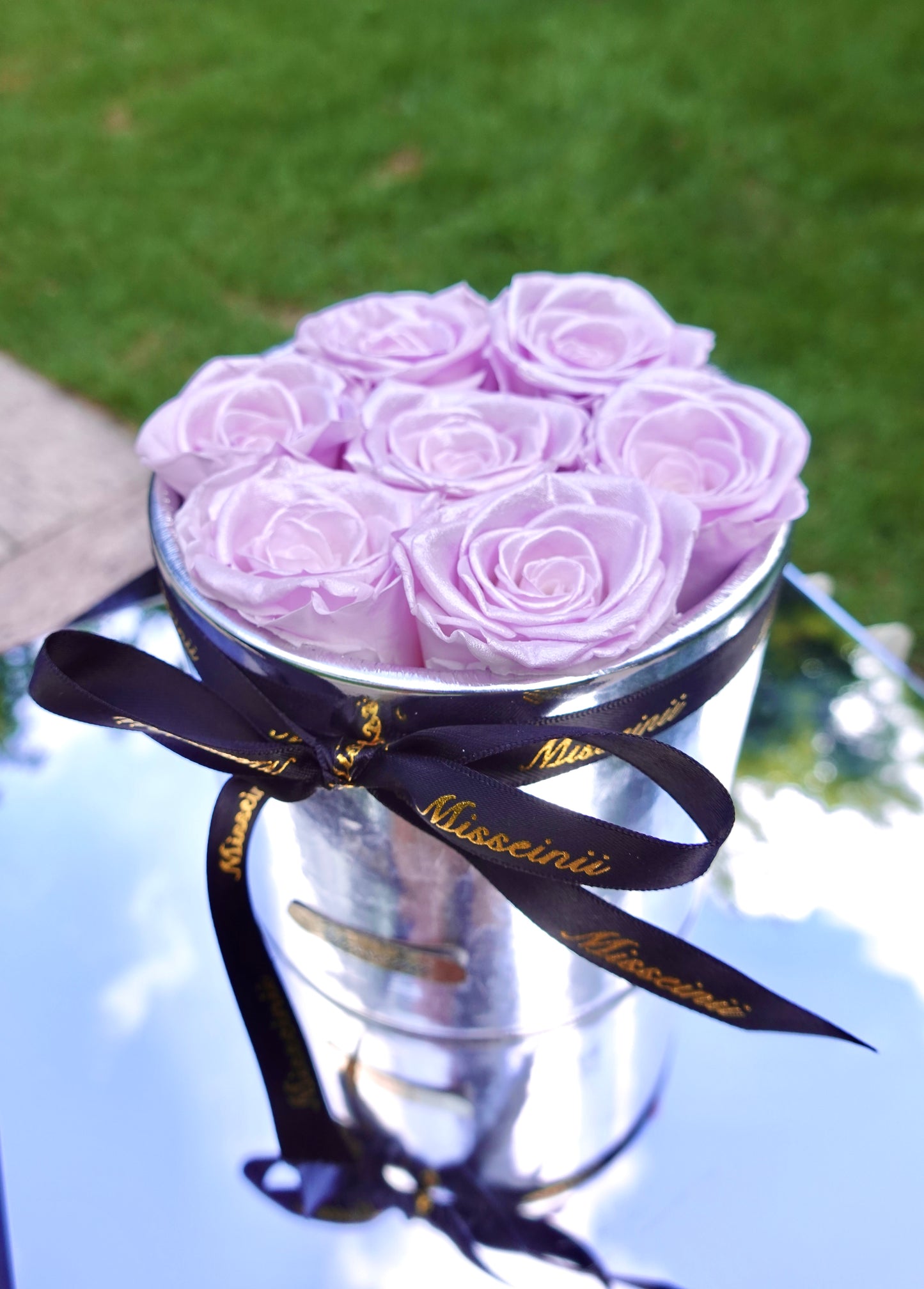 金屬丁香保鮮玫瑰盒 閃紫色永生玫瑰花盒
